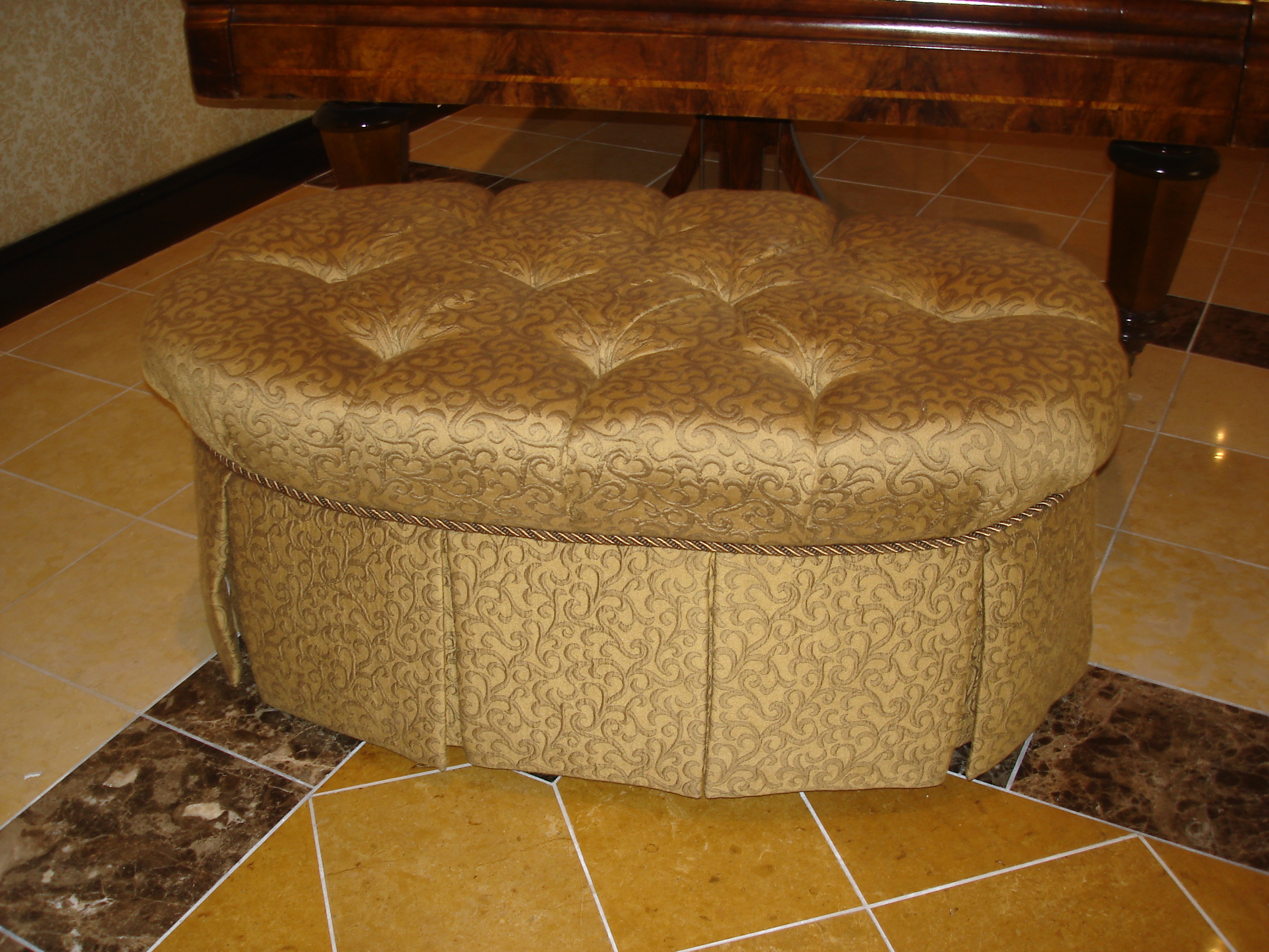 Custom Reupholstered Opening Ottomans